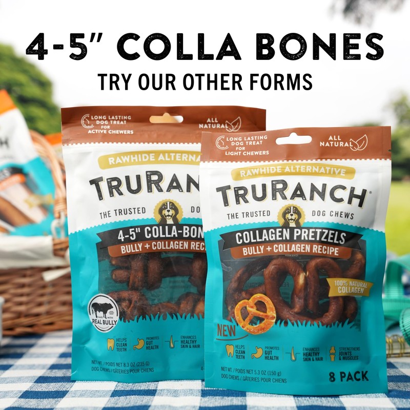 TRURANCH 4-5" Collagen Bones, Bully - Collagen Dog Bones -