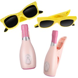 4 Pieces Beach Towel Windproof Clips for Beach Chairs Patio and Pool Accessories Cartoon Glasses Cocktail Glasses Towel Clips Funny Decorative Clothespins for Home (Vibrant Style)