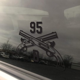 Military MOS 95B Military Police Crossed Pistols 3x5 Black Heavy Duty Die Cut Vinyl Window Sticker Decal