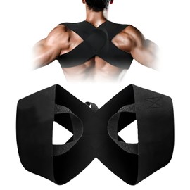 Fitness Heavy Shoulder Straps,Posture Corrector for Women and Men,Bench Press & Shoulder Training Assist Straps,Posture Corrector for Hunchback and Fitness Training (Black,Large)