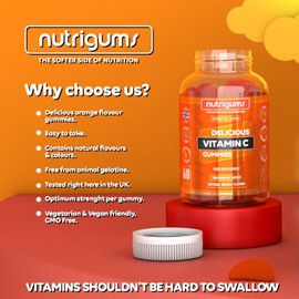 Vitamin C 80mg Gummy | Orange Flavour | 60 Vegan Gummies | Immune, Energy & Collagen Formation Support by NUTRIGUMS®