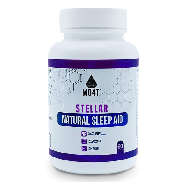MO4T Stellar| Sleep Aid | Natural Non-Habit Forming |60 Capsules | Herbal: Valerian Root, Chamomile, Passion Flower | Melatonin, 5 HTP, GABA and L-theanine | Magnesium Citrate