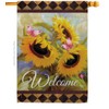 Floral Welcome Sunflower Spring House Flag Tulip Rose Orchid Lilies