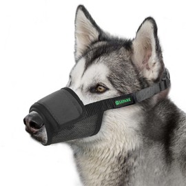 ILEPARK Soft Muzzle for Dogs, Muzzles with Breathable Beehive, Adjustable Fit for Small, Medium and Large Dogs, Prevents Biting, Barking and Chewing (L, Black)