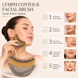 Lymphatic Contour Face Brush, 2 in 1 Facial Massage Tools Kits, Natural Rose Quartz Gua Sha Set, Massage Tools for Lymphatic Drainage, Face Sculpting