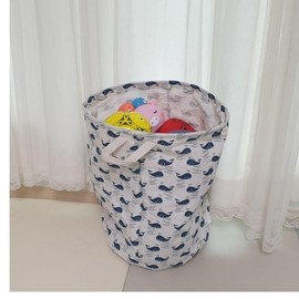Linen toy organizer fabric basket whale 2ea
