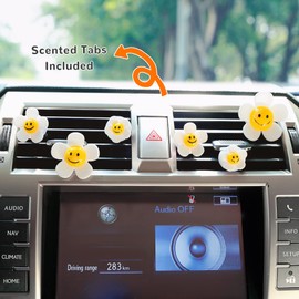 Car Scents Air Freshener, Colomix Car Air Fresheners Vent Clips, Handmade Sunflower Smile Car Accessories, Cute Car Perfume Air Freshener Decorations, 6 Pcs