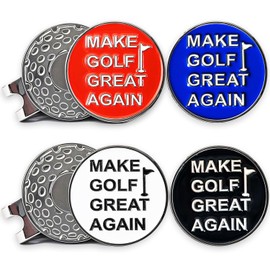 Adhere Golf Ball Markers Personlized Logo Enamel with A Strong Magnetic Hat Clips A Premium Golf Gifts for Golfer (Style I Make Golf Great Again)