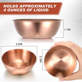 Tanlade 50 Pcs Metal Sauce Bowls 3.2 Inch Round Stainless Steel Seasoning Dishes Cups Mini Saucers Plates Small Sushi Dipping Bowls for Prep Ramekins Kitchen Party Supplies(Rose Gold)