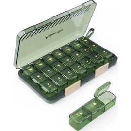 Luxury Green 주간 피임약 정리함 하루 3배 7개의 구획이 있는 대형 7일용 상자 3회 약물 비타민 어유 및 보충제를 위한 [Luxury Green] Weekly Pill Organizer for Contraceptives, Large 7-Day Box with 7 Compartments, for 3 Doses of Medication, Vitamins, Fish Oil, and Supplements [Luxury Green]