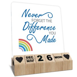 Wooden Block Calendar for Desk, Employee Appreciation Gifts for Coworker, Inspirational Motivational Gifts for Women, Never Forget The Difference You Make Sign, Office Desk Accessories Acrylic Plaque