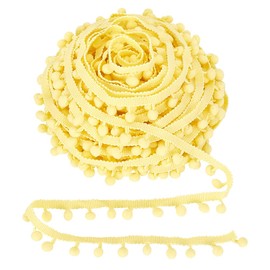 PH PandaHall - Cinta de flecos amarillos de 18,3 m, con flecos y flecos, cinta de bola de costura, borla de encaje para decoración del hogar, fiesta, ropa, vestido, manualidades, costura, bola de 8 mm