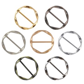 Tie Clips for Women & Girls - Twist Tee Knot Scarf Clip Waist Clothes Corner Knotted Button Fashion Metal Circle Buckle Alloy Clothing Ring Wrap Holder Round Scarves Clasp