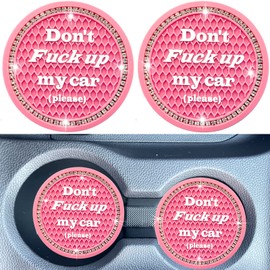 Smeyta Car Cup Coaster 2 Pack,Bling Car Accessories Interior,Universal Car Cup Holder,Car Cup Holder Insert Coasters for Car/SUV/Truck(Pink,2PC)