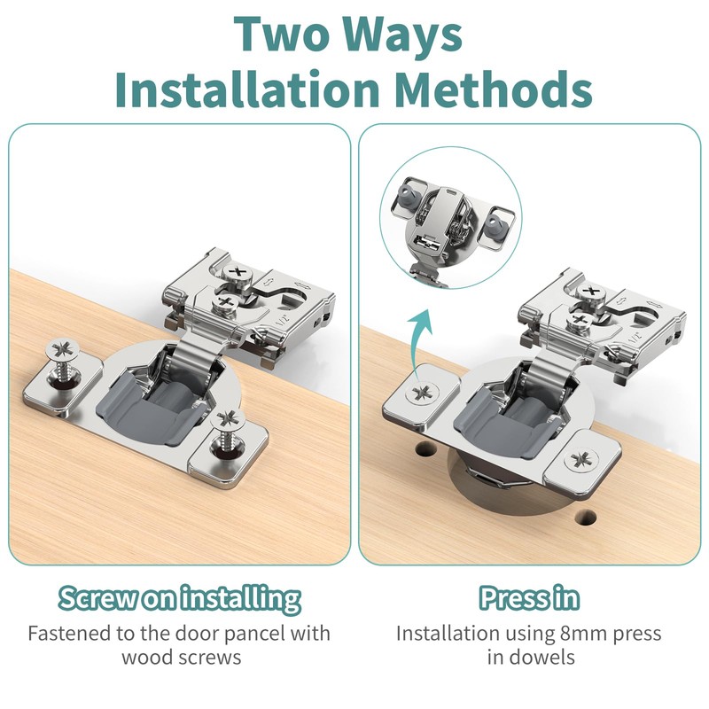 20 Pack 1/2" Overlay 3D Soft Close Hinges for Face