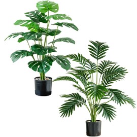 DaveQimoo 28'' Fake Plants Artificial Monstera & Palm Tree Faux Plants Indoor for Living Room Porch Balcony Garden Decor