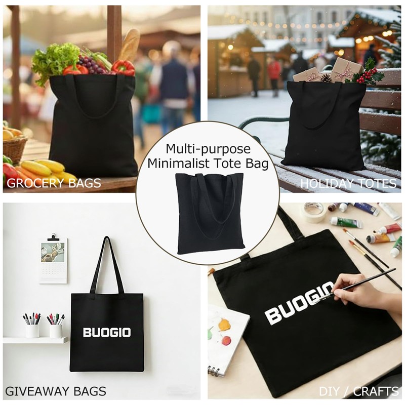 BUOGIO Canvas Tote Bags Bulk 50 Pack - Thick 10oz