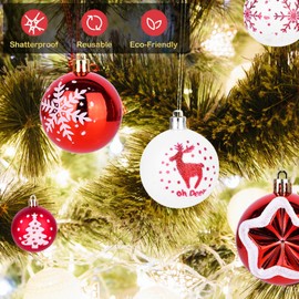 Christmas Baubles, 12 Christmas Baubles Plastic Set, Christmas Tree Decorations, Christmas Tree Decorations with Hanging Hooks, Shiny Christmas Tree Baubles for Wedding, Birthday Party - 6 cm