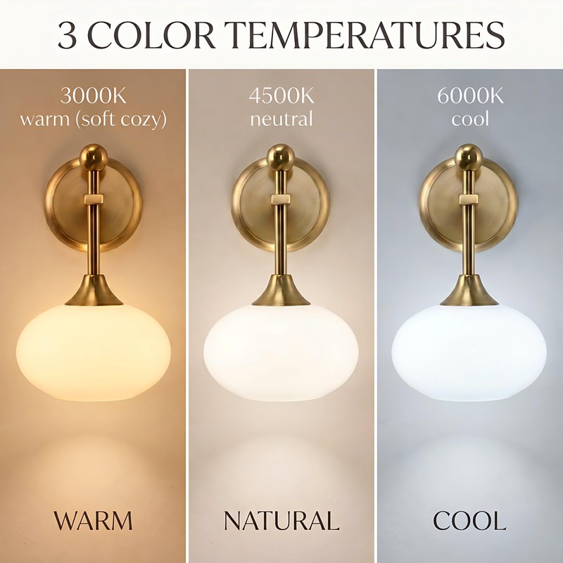 Folux Battery-Operated Modern Brass Wall Sconce Set of 2, Wireless