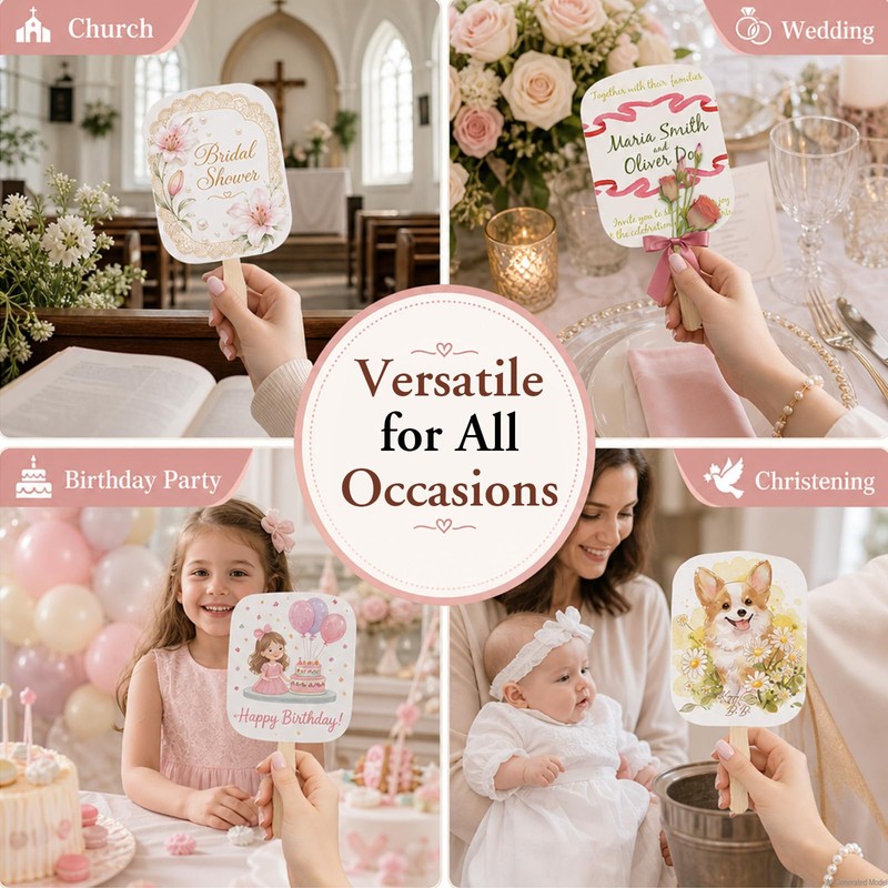 LJLGSZY 50 Set DIY Blank Wedding Fans Kit with Cardstock