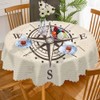 AOYEGO Compass Round Tablecloth 60 Inch Pointer Direction Nautical Adventure