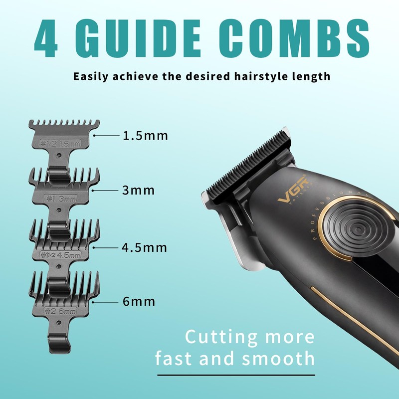 VGR 299 Cordless Hair Trimmers for Men, 5-Speed Barber Clippers,