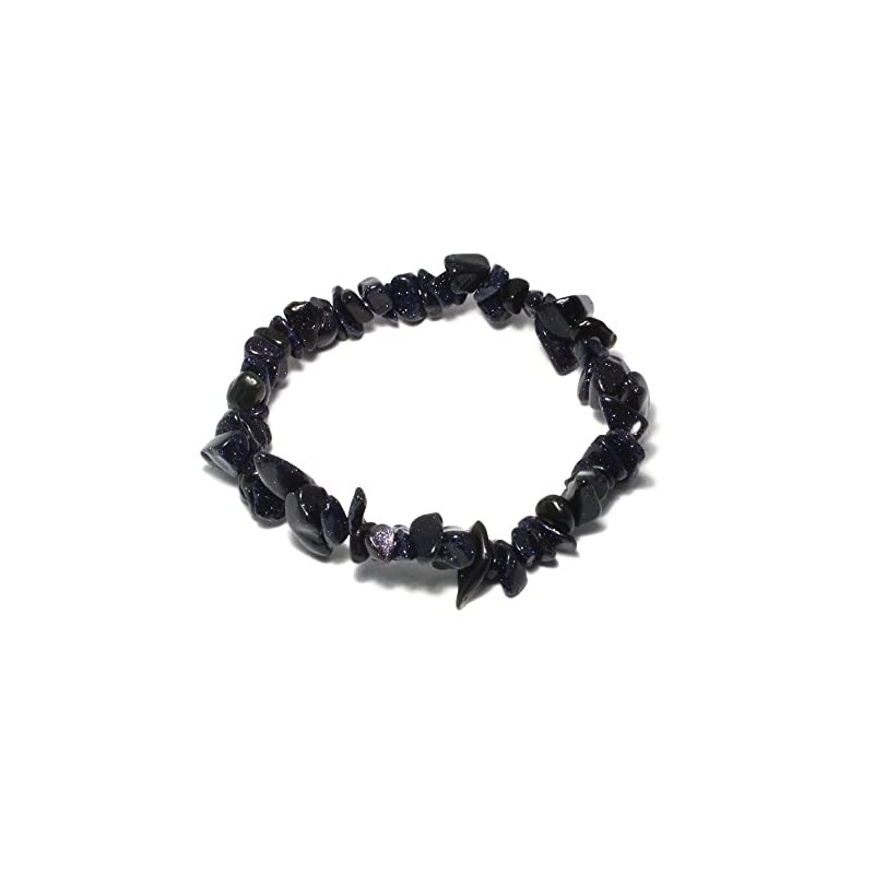 CrystalAge Blue Goldstone Gemstone Chip Bracelet