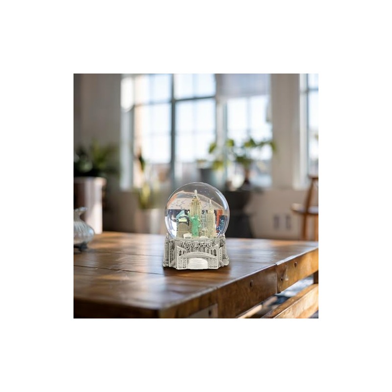 Silver Musical New York City Snow Globe, (5.5 Inch) NYC