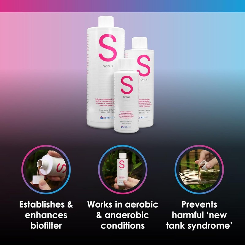 NT Labs Satus, Aquarium Filter Bacteria, Rapidly Establishes & Enhances