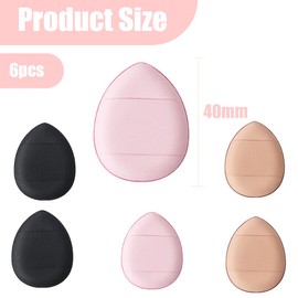 Fc'Noqgn 6er-Pack Mini Puderquaste, Puderquaste, Finger Makeup Schwamm, Foundation Makeup Quaste, Concealer, Loser Puder, Blush, Wet & Dry Beauty Makeup Tools (Pink, Schwarz, Hautton)