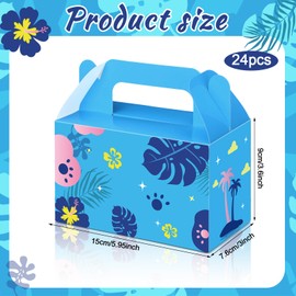 Bucherry 24 Pcs Blue and Pink Cartoon Party Favor Boxes Cute Cartoon Paper Gift Boxes Hawaiian Luau Tropical Candy Treat Bag for Summer Birthday Hawaii Party Supplies, 6 x 3. 3 x 3. 6 Inches