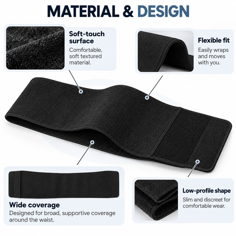 Waist Support Belt for Daily Wear – 19cm Wide Polyester