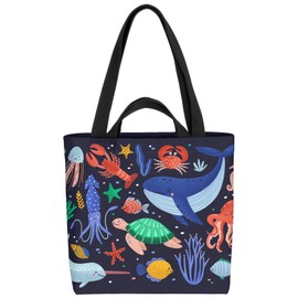 VOID Sea Animals Whale Crab Fish Bag 33 x 33 x 14 cm 15 L Shopping Bag Shopping Bag, multicoloured, Casual
