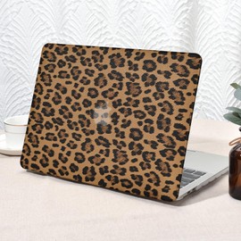 Seorsok Seorsok Compatible with MacBook Air 13 Inch Case 2022 2021 2020-2018 Release A1932 A2179 M1 A2337,Elegant Leopard Grain Leather Plastic Hard Shell Case with Keyboard Cover,Brown