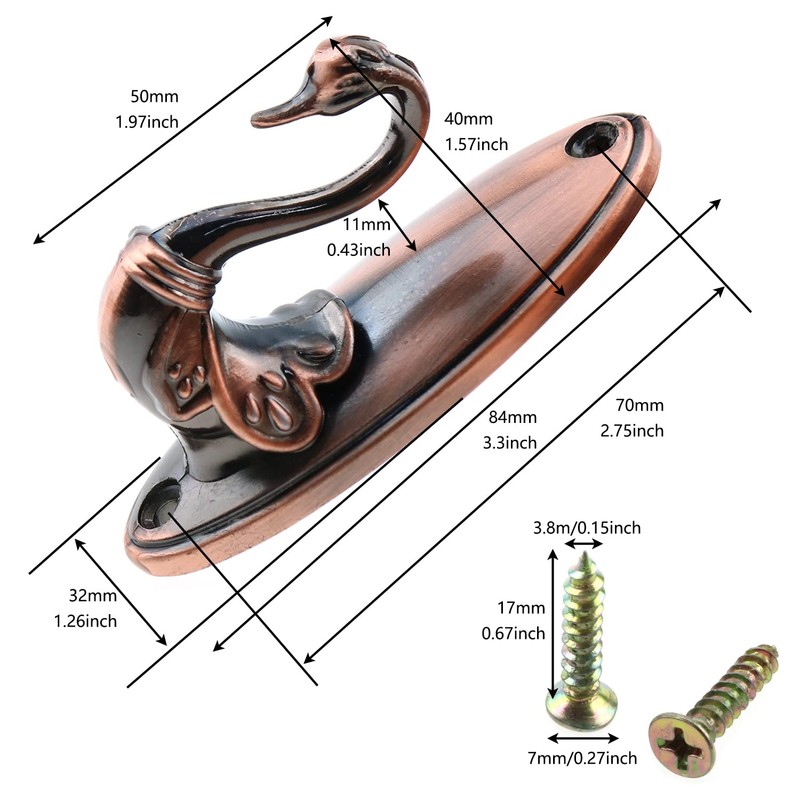 LUORNG 2pcs Hat Hooks Vintage Swan Style Curtain Holdbacks Bronze