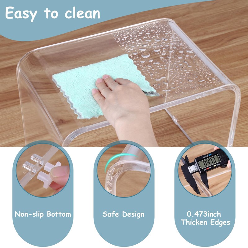 Tmoicer Kids' Step Stool 9'' Acrylic Transparent Step Stool Strong