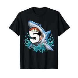 Kids Shark 5th Birthday Boys Funny Shark 5 yrs Old Birthday T-Shirt