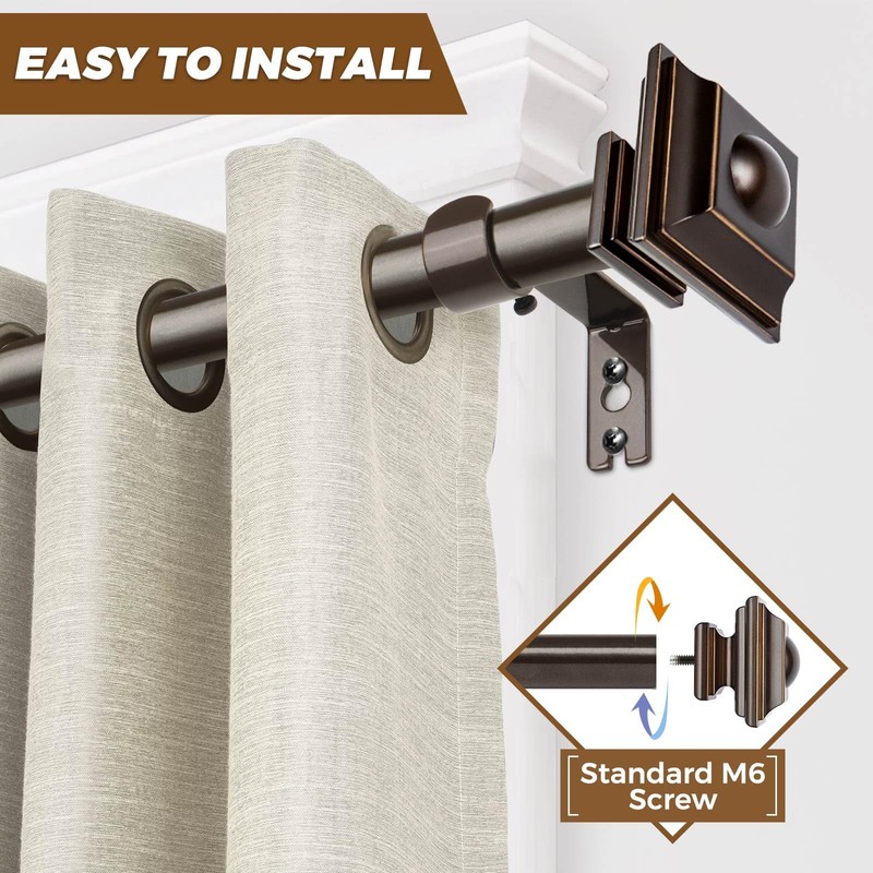 KAMANINA 1 Inch Curtain Rod 32 to 58 Inches (2.6-4.8ft),