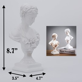 A.F.N.A.L Goddess Bust Statue Classical Tabletop Decoration Gift, Greek & Roman Mythology Art Indoor Replica Resin Sculpture for Home & Office, 8.7" H