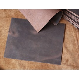 Förster-Fellnest Beautiful, Specially Prepared Antique Leather, Cowhide Leather, Greased Leather, Nubuck Leather + Pull Up Effect, Rich Brown to Dark Brown, Leather Piece, Cut 24 x 32 cm