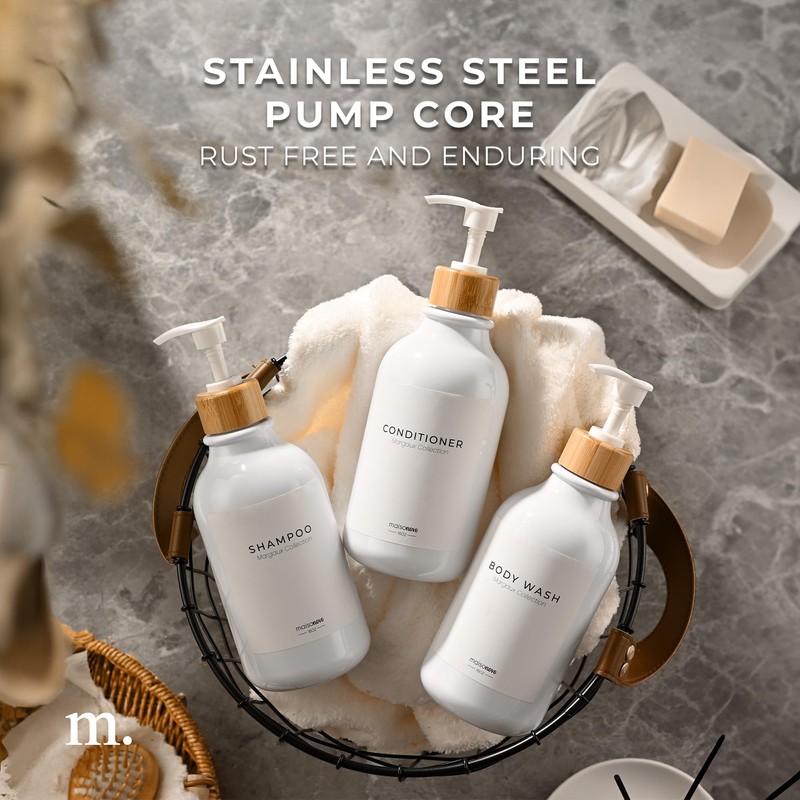 MaisoNovo Refillable Shampoo and Conditioner Bottles | 16.9 fl oz