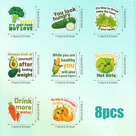 NQEUEPN 8pcs Funny Fridge Magnets Weight Lose, Cute Vegetables Motivational Refrigerator Magnets Waterproof Quotes Inspirational Magnets for Whiteboard Locker Home Office Decoration, Medium