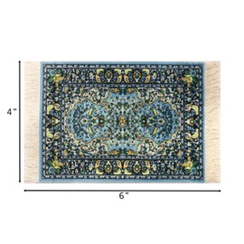 Rug Coasters, Set of 4 Turkish Carpet Style Table Drink mats, Absorbent Kitchen and Dining Accessories, Spill & drip Protection, Rectangular