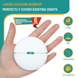 [3.15"] Door Stoppers Wall Protector, 6 Pcs Large White Silicone Door Bumpers with Strong Thickened Adhesive,Shock Absorbent Door Knobs Wall Protectors to Cover up Damage and Protect Wall Surfaces