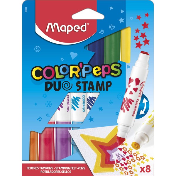 Maped Papeterie, Feutre, Couleurs Assortis, x8 Duo Stamp Felt Pens