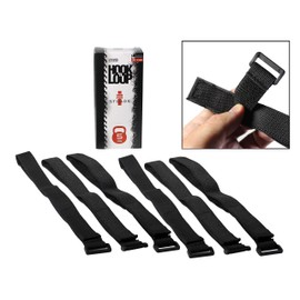 Hook 'n Loop Industrial Strength 1 Inch x 27 Inch Reusable Black Nylon Looping Straps (12 Strap Pack)