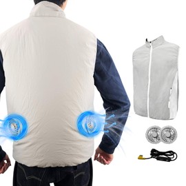 [longsafe] 2024 Air Conditioning Vest Fan Set, M - XXL Large Size, Lightweight, Quick Drying, Cotton, Air Conditioned Work Clothes, USB, Water Wash, 3 Levels of Air Flow Adjustment, Cooling Clothes,