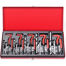 Metric Helicoil Thread Repair Kit: 131-Piece Heli Coil HSS Drills Inserts Taps & Tools M5 M6 M8 M10 M12 Automotive Engine Spark Plug Cylinder Insertion Rethreading Tools Universal Rethread Restorer