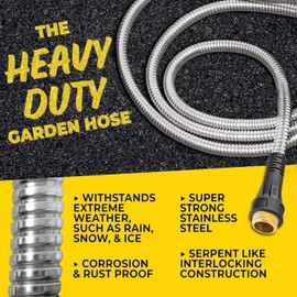 Bionic Steel Pro 125 FT Garden Hose with Nozzle, 304 Stainless Steel Metal Water Hose 125Ft, Flexible Hose, Kink Free, Lightweight & Durable, Crush Resistant Fitting, Easy to Coil, 500PSI- 2025 Model