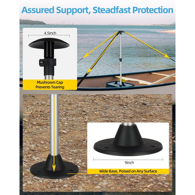 OCEANBROAD Boat Cover Support Poles Adjustable Telescoping Aluminum - Universal